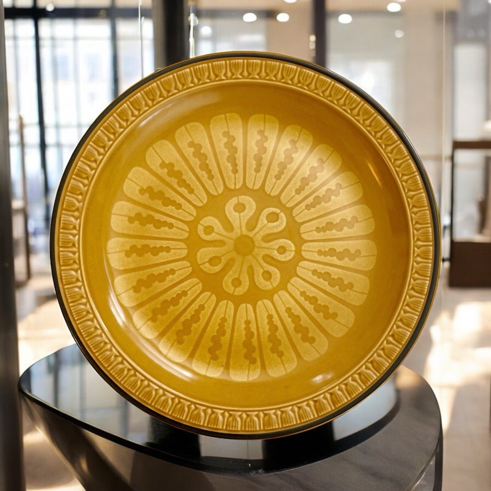Vintage Suzuka Stone Dinner Plate Mesa Gold‎ Whimsical Mosaic 10 3/8" Round